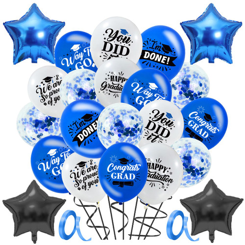 NUTTYBASH Graduation Balloons 2024, 60 Pcs Graduation Party Balloon Set Include Blue Graduation Confetti Balloons, Graduation Latex Balloons and Star Balloons for Graduation Party Supplies NUTTYBASH Graduation Balloons 2024, 60 Pcs Graduation Party Balloon Set Include Blue Graduation Confetti Balloons, Graduation Latex Balloons and Star Balloons for Graduation Party Supplies