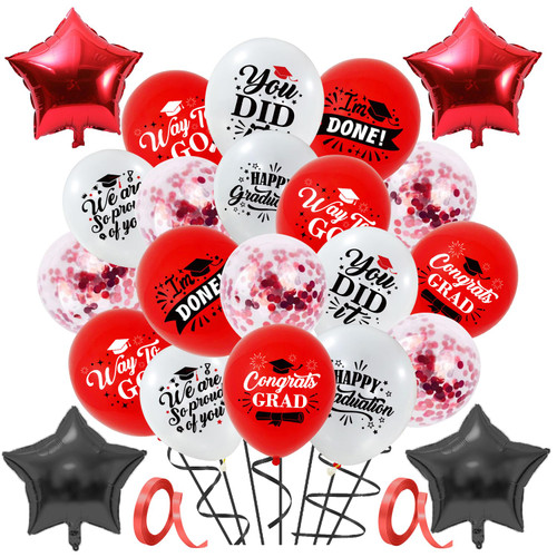 NUTTYBASH Graduation Balloons 2024, 60 Pcs Graduation Party Balloon Set Include Red Graduation Confetti Balloons, Graduation Latex Balloons and Star Balloons for Graduation Party Supplies NUTTYBASH Graduation Balloons 2024, 60 Pcs Graduation Party Balloon Set Include Red Graduation Confetti Balloons, Graduation Latex Balloons and Star Balloons for Graduation Party Supplies