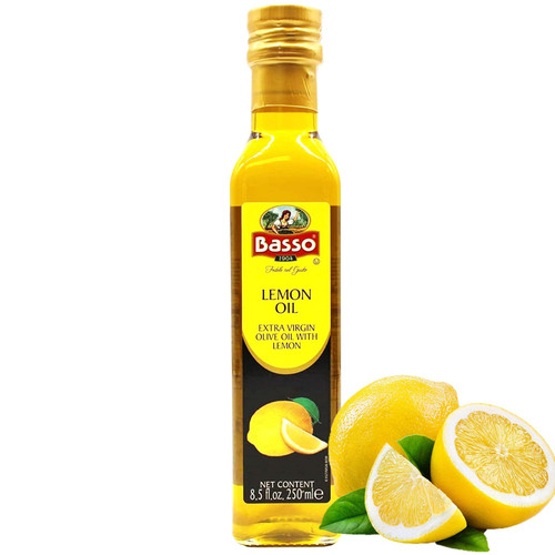 Lemon Oil, Infused Premium Extra Virgin Olive Oil, 8.5 Fl Oz (250 ml), Finishing, Cooking, Dipping, Dressing, and Tasting, BASSO 1904