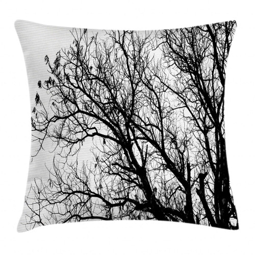 Ambesonne Nature Throw Pillow Cushion Cover, Leafless Autumn Fall Tree Branches Tops Oak Forest Woodland Season Eco Theme, Decorative Square Accent Pillow Case, 16" X 16", Black and White Ambesonne Nature Throw Pillow Cushion Cover, Leafless Autumn Fall Tree Branches Tops Oak Forest Woodland Season Eco Theme, Decorative Square Accent Pillow Case, 16" X 16", Black and White