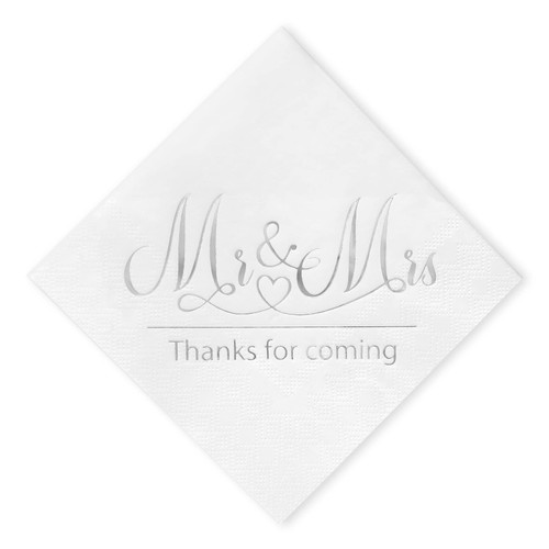 Ndeno 100 Pcs, 3-Ply Wedding Napkins Mr & Mrs Gold Cocktail Beverage Napkins for Wedding Reception Decorations Shower Engagement