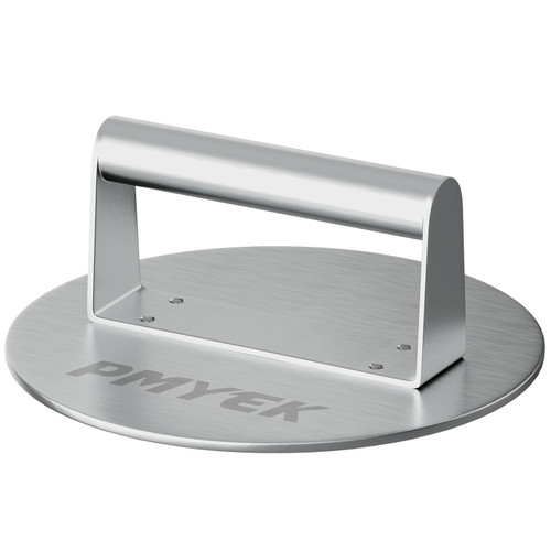 PMYEK Stainless Steel Burger Press, 8 Inch Round Burger Smasher, Non-Stick Meat Hamburger Bacon Press, Patty Maker, Professional Griddle Accessories, Grill Press