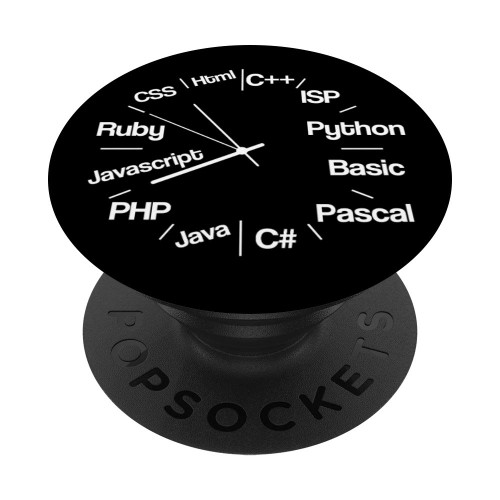 Computer Programmer Clock - Programming & Coding No Sleep PopSockets PopGrip: Swappable Grip for Phones & Tablets