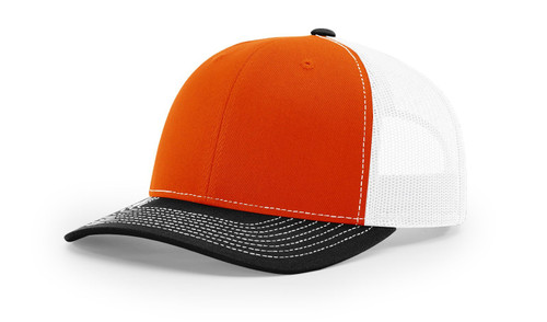 R RICHARDSON Unisex 112 Trucker Adjustable Snapback Baseball Cap, Orange/White/Black, One Size Fits Most