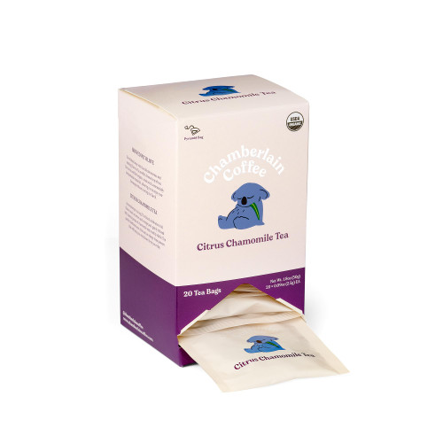 Chamberlain Coffee Citrus Chamomile Tea Bags - Organic Chamomile Tea with Notes of Rosehip, Bright Lemon & Orange Peel - Caffeine Free Herbal Tea - Relaxing Sleep Tea - 20 Tea Bags
