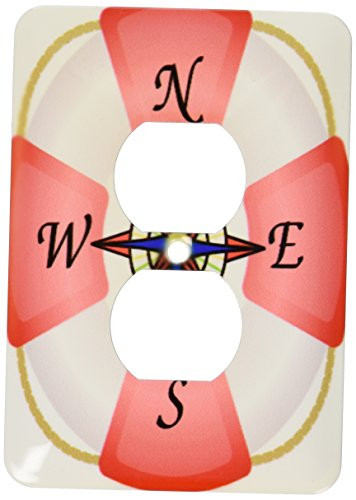 3dRose LLC lsp_119338_6 Nautical Compass On Lifesaver 2 Plug Outlet Cover