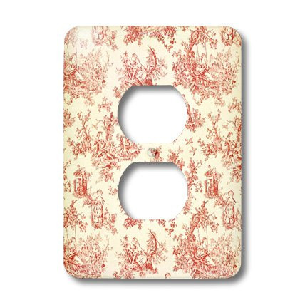 3dRose LLC lsp_101063_6 Picture of Red French Toille Country Scene 2 Plug Outlet Cover