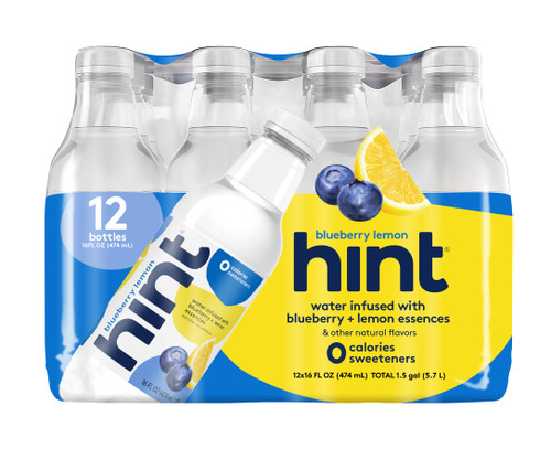 Hint Water Blueberry Lemon, Pure Water Infused with Blueberries & Lemons, Zero Sugar, Zero Calories, Zero Sweeteners, Zero Preservatives, Zero Artificial Flavors, 16 Fl Oz (Pack of 12) Hint Water Blueberry Lemon, Pure Water Infused with Blueberries & Lemons, Zero Sugar, Zero Calories, Zero Sweeteners, Zero Preservatives, Zero Artificial Flavors, 16 Fl Oz (Pack of 12)