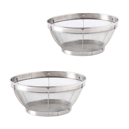 Mikinona 2pcs Stainless Steel Drain Basket Metal Washing Strainer Stainless Steel Food Container Fine Mesh Wash Basket Cereal Pasta Strainer Rice Colander Sieve Rice Basket Fruit
