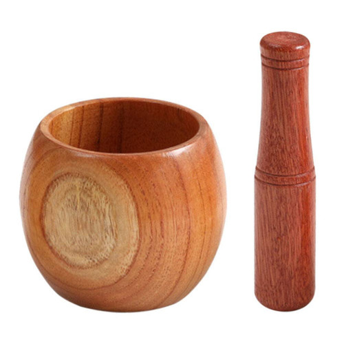 HEMOTON Garlic Jar Pepper Mortar Crusher Bowl Garlic Masher Mincer Garlic Grinding Bowl Garlic Mincer Tool Garlic Crusher Ceramic Mortar Wooden Mortar Jujube Wood Household Baby