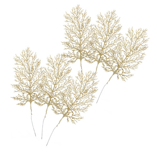 Didiseaon 6pcs Gold Powder Leaf Christmas Glitter Leaves Artificial Leaf Spray Picks Pre Lit Tree Branches Birthday Decoration for Girl Tree Hanging Leaves Decor Iron Wire Bouquet The Tree