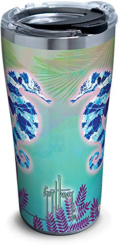 Tervis 1318082 Guy Harvey - Neon Sea Horses Stainless Steel Insulated Tumbler with Lid, 20 oz, Silver