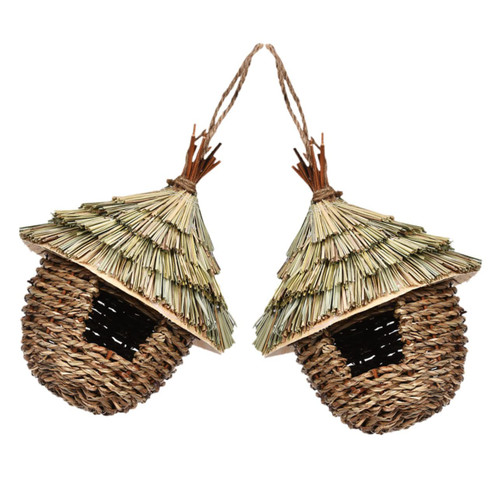 Kisangel Straw Hummingbird House Delicate Bird Nest Braid Accessories Lifelike Bird Nest Hanging Bird Nest Hummingbird Houses for Outside for Nesting Straw Parrot Straw Nest to Weave Grass