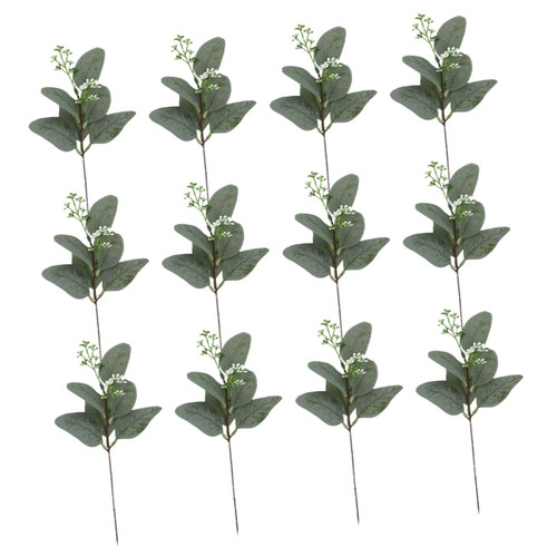 IMIKEYA 12pcs False Green Leaves Eucalyptus Eucalyptus Fake Branch Decorative Eucalyptus Branch Fake Eucalyptus Stems Decorations Fake Plant Branch Artificial Eucalyptus Stems Wedding
