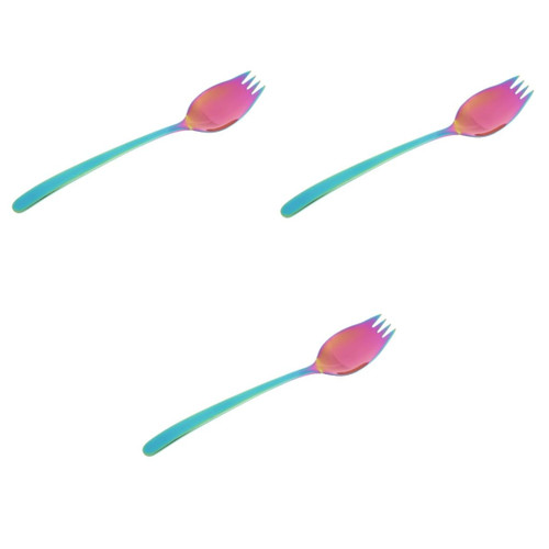 DECHOUS 3pcs 304 Pastry Forks Dessert Spoons Stainless Steel Sporks Spoons Stainless Steel Cake Forks Stainless Steel Spoon Heavy Duty Spoon Salad Spoon Fork Salad Spork One Body Spaghetti