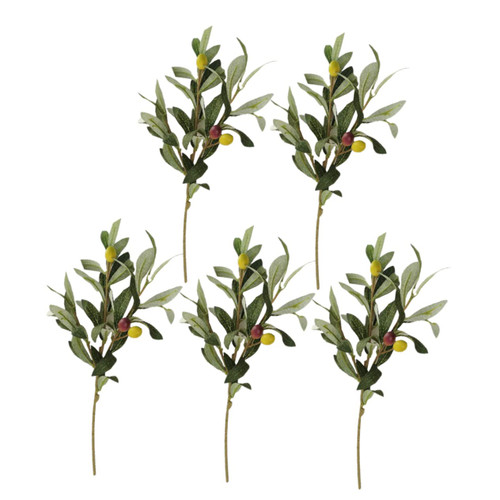 PRETYZOOM 5pcs Artificial Olive Branch Faux Olive Tree Plant Simulation Olive Faux Olive Leaf Tree Stems Leaf Decor Greenery Faux Branches Silk Plants Household Decor Plastic Holly Wedding