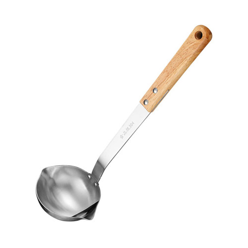 Zerodeko Oil Fat Separator Ladle Soup Serving Spoons Metal Soup Ladle Skimmer Spoon Clip Soup Colander Gravy Soup Ladle Colander Spoon Ladle Metal Spoons Bamboo Stainless Steel