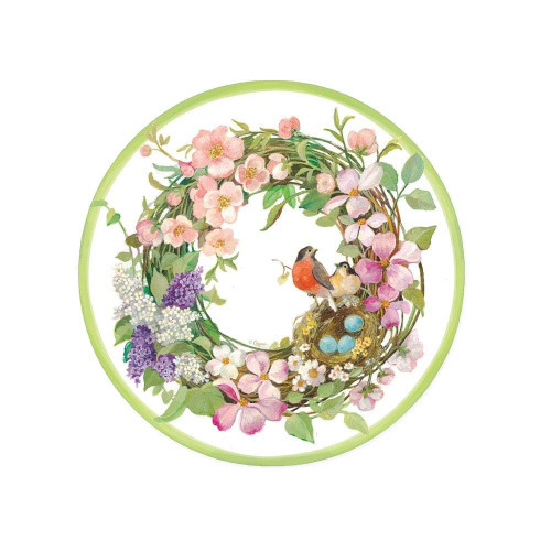 Caspari Spring Wreath Paper Salad & Dessert Plates, 8 Per Package