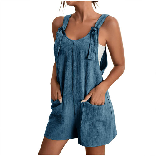KICILVS Big Spring Sale March Pallet Sale Amazon Deals For March Womens Rompers for Summer Casual Sleeveless Suspender Short Jumpsuit Boho Solid Color Overalls with Pockets My Recent Orders On Amazon