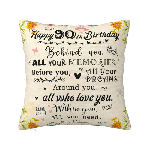 DEBLETEOMH 90th Birthday Gifts for Women - 90th Birthday Decorations for Women - 90 Year Old Birthday Gifts for Women - Gifts for 90 Year Old Woman - 90th Birthday Gift Ideas Pillow Covers 18x18 Inch