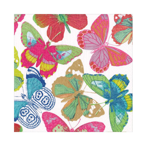 Caspari Butterflies Bright Luncheon Napkins - 20 Per Package