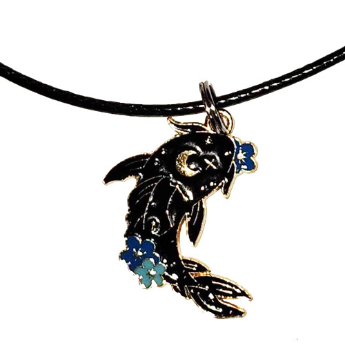 AttractionOil.com Wishing Moon Fish Koi Enamel Pendant Necklace