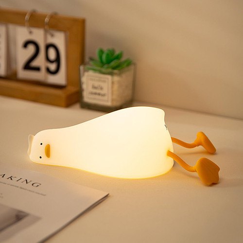 ZogCowy LED Benson Lying Flat Duck Night Light, 3 Levels Duck Lamp, Rechargeable Silicone Night Light, Nursery Nightlight, Bedside Touch Lamp for Breastfeeding Room Decor.