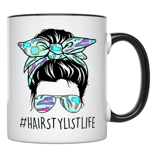 YouNique Designs Hair Stylist Life Coffee Mug, 11 Ounces, Mug for Hairdresser, Hairstylist Cup for Women, Hairdresser Gifts (Black Handle) YouNique Designs Hair Stylist Life Coffee Mug, 11 Ounces, Mug for Hairdresser, Hairstylist Cup for Women, Hairdresser Gifts (Black Handle)