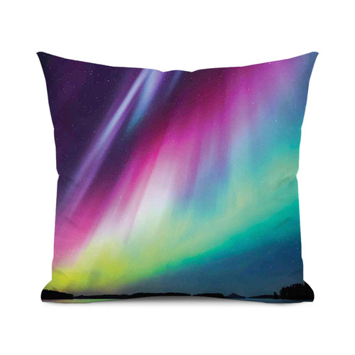 SARNFANS Aurora Cushion Cover Throw Pillows for Couch & Farmhouse Bedroom Decor,Rainbow Tones Starry Night Sky,Print Decorative Square Home Accent Pillow Case,Multicolo 22x22 inch