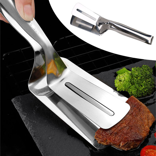 Stainless Steel Kitchen Cooking Tongs, Multipurpose Barbecue Clamp BBQ Clamp Spatula for Gripper Bread Clip, Fried Steak Clamp, Flipping Fish, Toast Salad Tongs