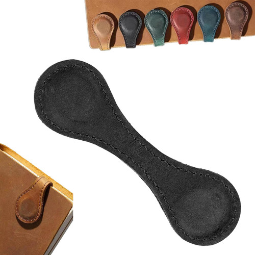 Personalized Magnetic Leather Bookmarks, Custom Vintage Name Bookmark Page Marker Gifts for Book Lovers Bookworm Reader (No Custom - Black)