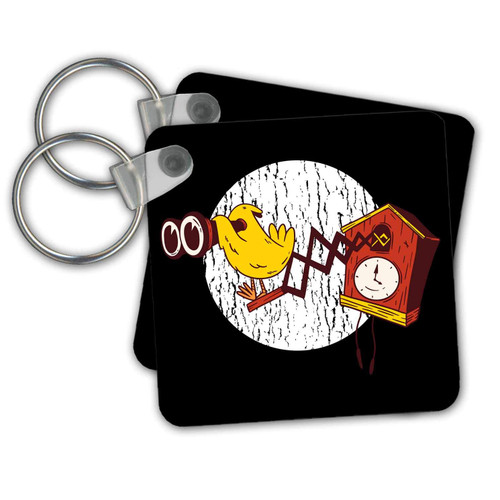 3dRose Key Chains Cuckoo Clock with Yellow Bird for Germany Bavaria Lovers (kc-322176-1)