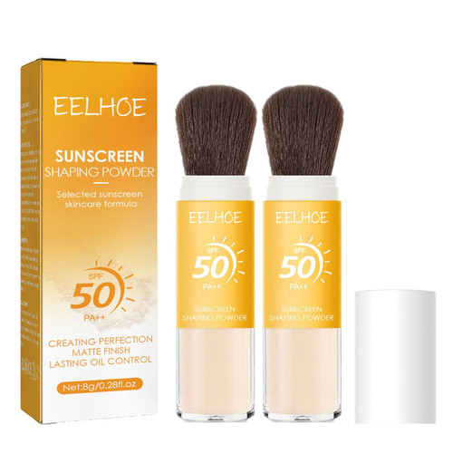 SPF 50 PA+++ Powder Sunscreen for Face, Mineral Sunscreen Setting Powder, Mineral Powder Sunscreen Brush, Oil Control Natural Matte Finish, Long-Lasting Lightweight Breathable Sunscreen Power (2 Pcs) SPF 50 PA+++ Powder Sunscreen for Face, Mineral Sunscreen Setting Powder, Mineral Powder Sunscreen Brush, Oil Control Natural Matte Finish, Long-Lasting Lightweight Breathable Sunscreen Power (2 Pcs)