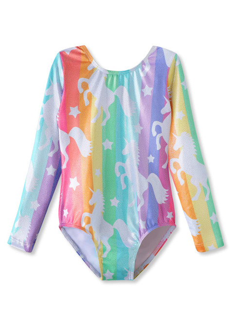 HOZIY Unicorn Dance Leotards for Toddler Girls 2t 3t Gymnastics Long Sleeve Rainbow