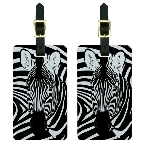 Graphics & More Zebra Safari Black Animal Print Luggage Tags Suitcase Carry-on Id, White