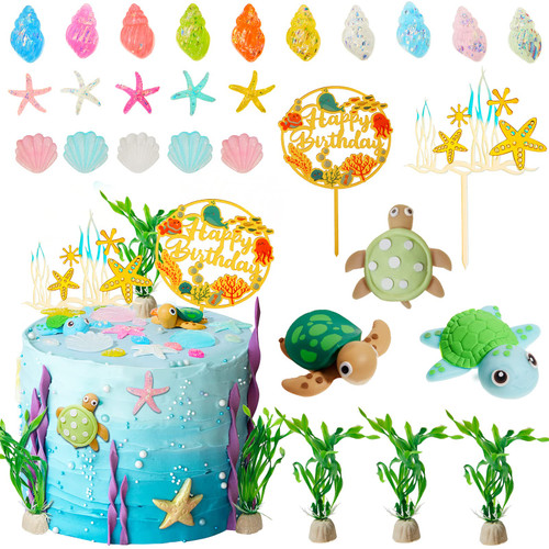 Taiyin 28 Pieces Turtle Cake Decoration Seashell Cake Topper Sea Turtle Cake Topper Ocean Animals Turtle Conch Seashells Decorations for Under the Sea Themed Baby Shower Birthday Party Supplies Taiyin 28 Pieces Turtle Cake Decoration Seashell Cake Topper Sea Turtle Cake Topper Ocean Animals Turtle Conch Seashells Decorations for Under the Sea Themed Baby Shower Birthday Party Supplies