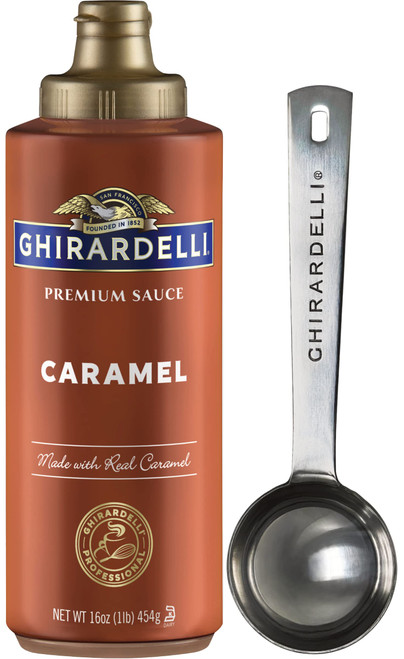 Ghirardelli Caramel Squeeze Bottle, 16 Ounce with Ghirardelli Stamped Barista Spoon Ghirardelli Caramel Squeeze Bottle, 16 Ounce with Ghirardelli Stamped Barista Spoon