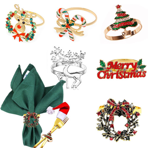 Gold Napkin Rings Set of 6, Christmas Napkin Holders, Metal Napkin Rings Holders for Christmas Dinning Table, Napkin Ring Holder for Christmas Wedding Party Table Decorations