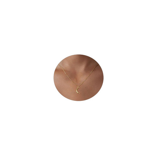 Sewyer Tiny Gold Moon Necklace for Women Dainty Moon Necklaces Simple Hammered Moon Pendant Necklace Jewelry Gifts for Her
