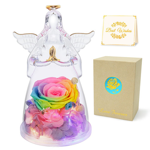 Childom Birthday Gifts for Women,Preserved Rainbow Mothers Day Rose Gifts For Mom From Daughter,Glass Angel Rose Gift With Colorful Light In Angel Figurines,Light Up Rose Gift For Her Mom Wife Grandma Childom Birthday Gifts for Women,Preserved Rainbow Mothers Day Rose Gifts For Mom From Daughter,Glass Angel Rose Gift With Colorful Light In Angel Figurines,Light Up Rose Gift For Her Mom Wife Grandma