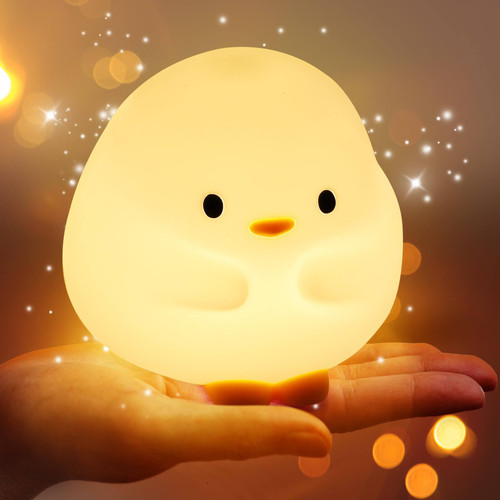 Daixinde Cute Duck Night Light, Silicone Duck Lamp, Squishy Led Bedside Lamp, Rechargeable Dimmable Animal Nightlight with 30 Minutes Timer & Touch Control for Bedroom Living Room Gift