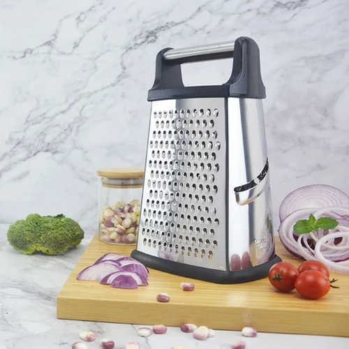 CdyBox Multifunction Stainless Steel with 4 Sides Professional Box Grater for Parmesan Cheese Vegetables Ginger