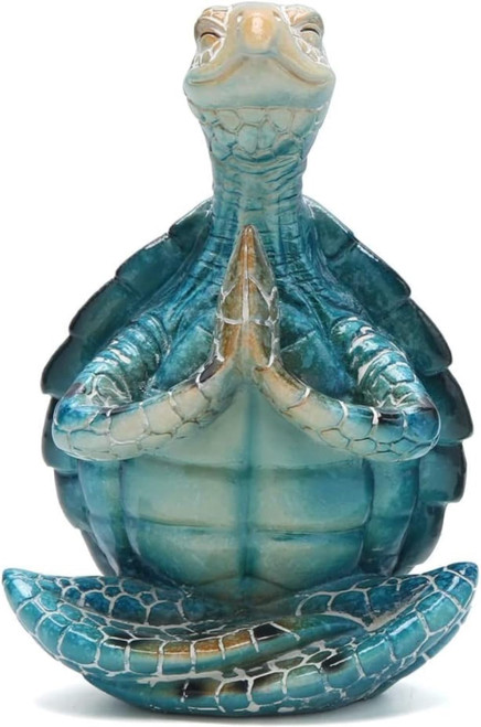 Sea Turtle Meditation Yoga Figurines Decor, Sea Turtle Coastal Beach Decorations,Garden Turtle Crafts,Zen Yoga Sea Turtle Yoga Figurines for Home Office Decorations (B,6.5" H,Put The Palms Together)