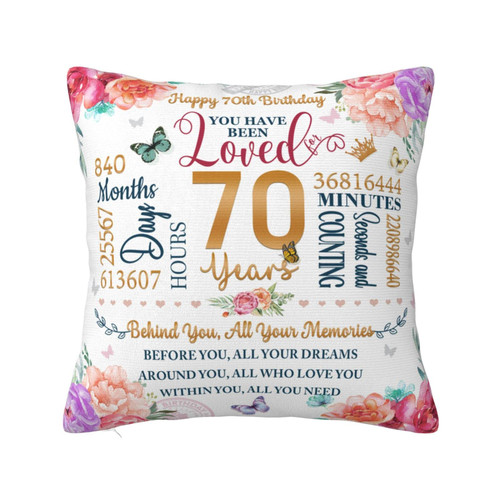 70th Birthday Gifts for Women Pillow Cover, Gifts for 70th Birthday Pillowcase 18" X 18", 70th Birthday Gift Ideas, 70 Year Old Gifts, 70th Birthday Decoration for Grandma Mom Wife Aunt Sister Friend