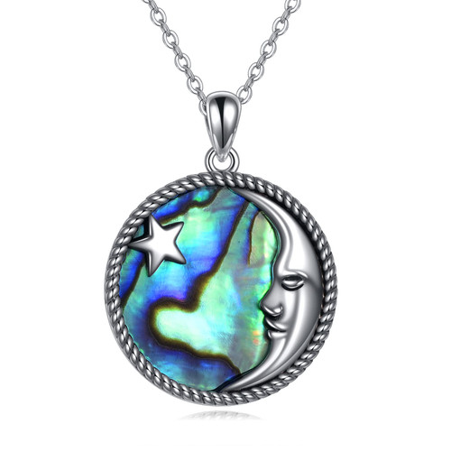 YAFEINI Moon Necklace Sterling Silver Abalone Shell Crescent Moon Pendant Birthday Jewelry Gifts for Women Girls