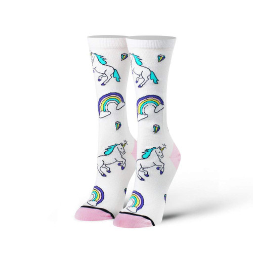 Cool Socks Novelty Crew Socks Women's Rainbows Unicorn, Graphic Print, Large