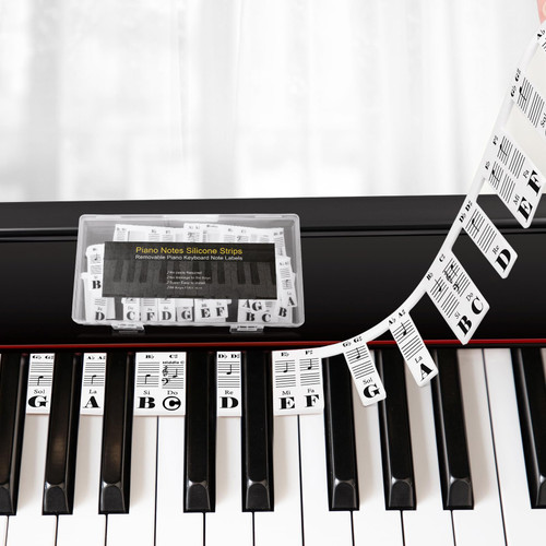 Removable Piano Keyboard Note Labels Piano Keyboard Stickers for Beginner Silicone Piano Notes Guide for Learning, 88-Key Full Size, No Need Stickers, Reusable and Comes with Box (Black? Removable Piano Keyboard Note Labels Piano Keyboard Stickers for Beginner Silicone Piano Notes Guide for Learning, 88-Key Full Size, No Need Stickers, Reusable and Comes with Box (Black?
