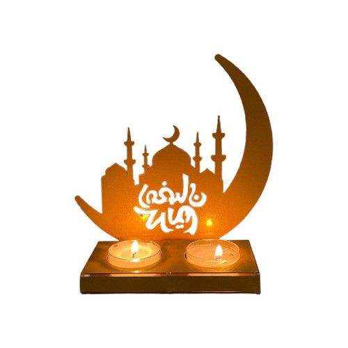 Moon Castle Tealight Candle Holder Candlestick Candlestand Wrought Iron Candelabra for Eid Decorations Moon Candlestick