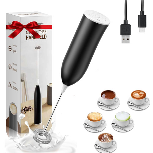 Milk Frother Rechargeable, Handheld Milk Frother, Electric Whisk Beater Foam Maker,USB Rechargeable Frother,Mini Drink Mixer and Coffee Blender Frother for Cappuccino,Frappe,Matcha,Hot Chocolate,Egg