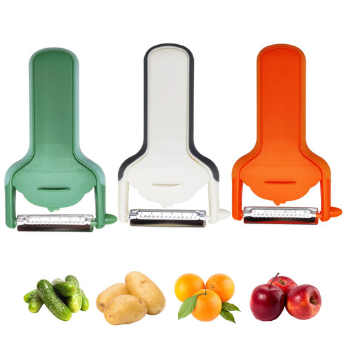 Trez Treamer 3-Pack Julienne Peeler for Kitchen,Apple Veggie Fruit Carrot Potato Safe Zucchini Cucumber Julienne Peeler Bulk with Non-Slip Handle Ultra Sharp Stainless Steel Blade (3 Julienne Peeler)